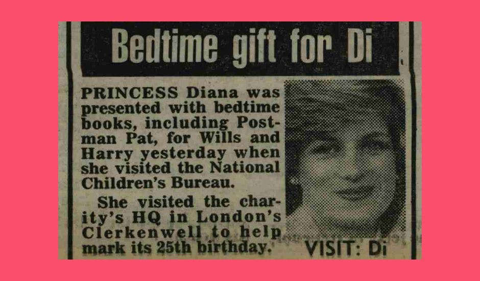 Newspaper article with the headline Bedtime Gift for Di